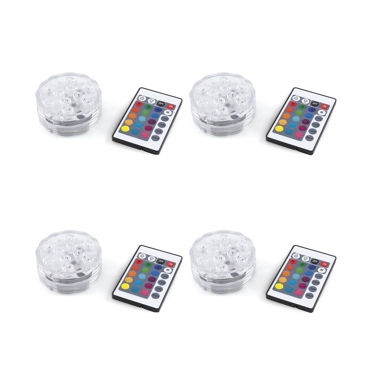 Set med 4 LED-spotlights vattentäta med fjärrkontroll Ø6,9x2,8 cm Virel Kampanj Set med 4 LED-spotlights vattentäta med fjärrkontroll Ø6,9x2,8 cm Virel Kampanj