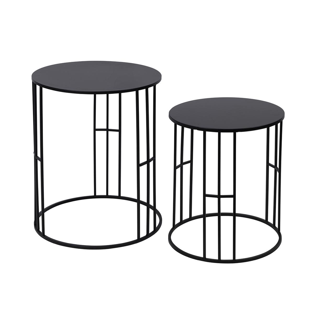 Set med 2 runda stapelbara bord i smidesjärn svart Daram Kampanj Set med 2 runda stapelbara bord i smidesjärn svart Daram Kampanj