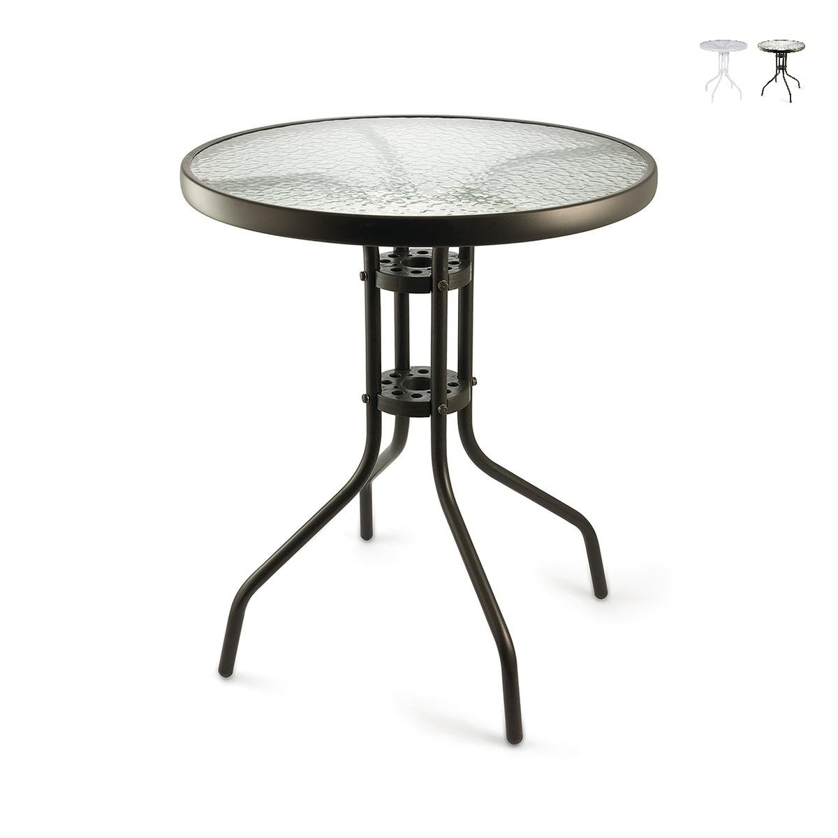 Runt utomhusbord 60 cm i kolfiberstål och glas Lorea Kampanj Runt utomhusbord 60 cm i kolfiberstål och glas Lorea Kampanj