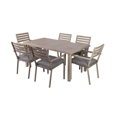 Utomhusbord + 6 trädgårdsstolar i aluminium med kuddar Ibiza Kampanj