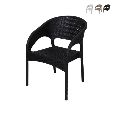 Utomhusstol med armstöd i polypropen, rattan-look Zanzibar Kampanj