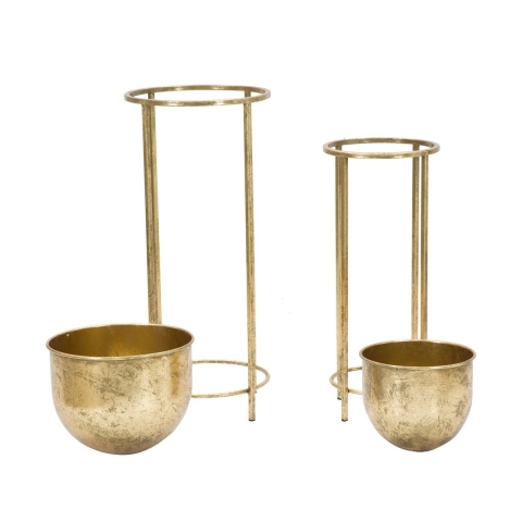 Set med 2 blomkrukor i guldfärgad metall Lumai Kampanj
