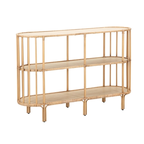 Metall- och rattanbord för hall med 3 hyllor boho chic Panama Kampanj