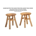 Teakträ-pall i etnisk naturlig design Sel Slim Mått