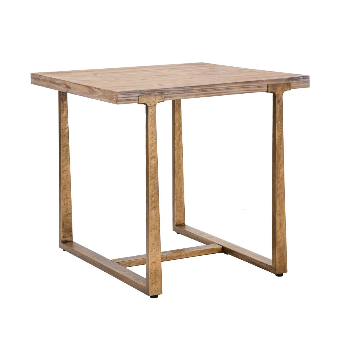 Industriellt stilbord i trä och metall, fyrkantigt 80x80 cm, modell Ankara