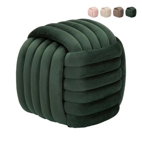 Puff med flätad design, klädd i sammet, modern stil Softy Kampanj
