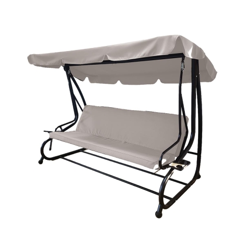 Trädgårdsgunga 3-sits med solskyddstak 230x120x165 cm grå Deluxe Kampanj