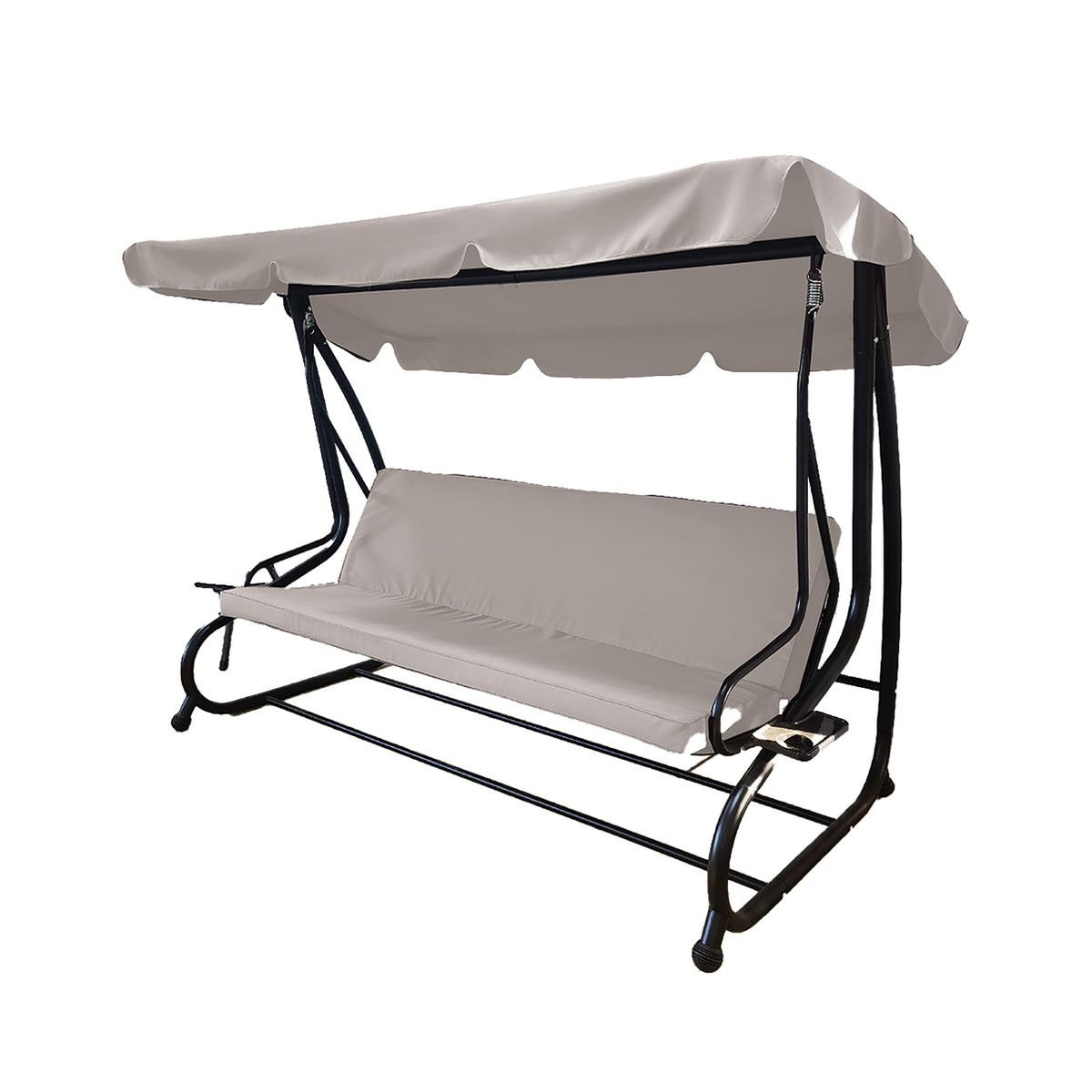 Trädgårdsgunga 3-sits med solskyddstak 230x120x165 cm grå Deluxe