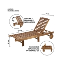 Reclinerbar trädgårdsstol i akaciaträ med hjul Bali Pris