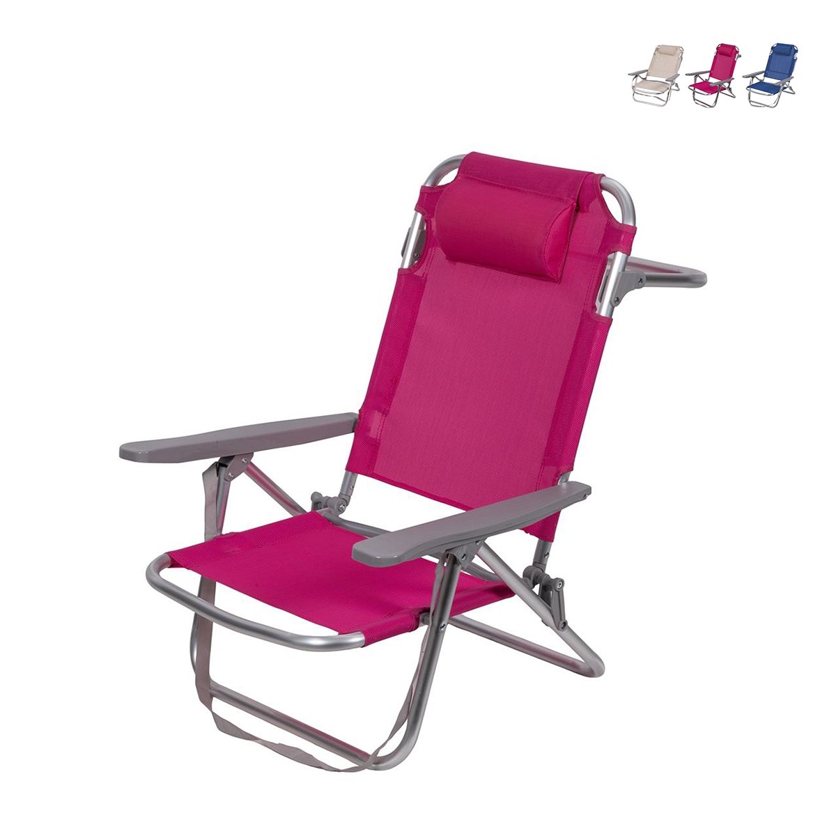 Strandstol Brasilien med kudde och armstöd i aluminium Kampanj Strandstol Brasilien med kudde och armstöd i aluminium Kampanj