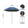 Strandparasoll Ø2,4 m i aluminium med 16 ribbor, lutbar Shangai 