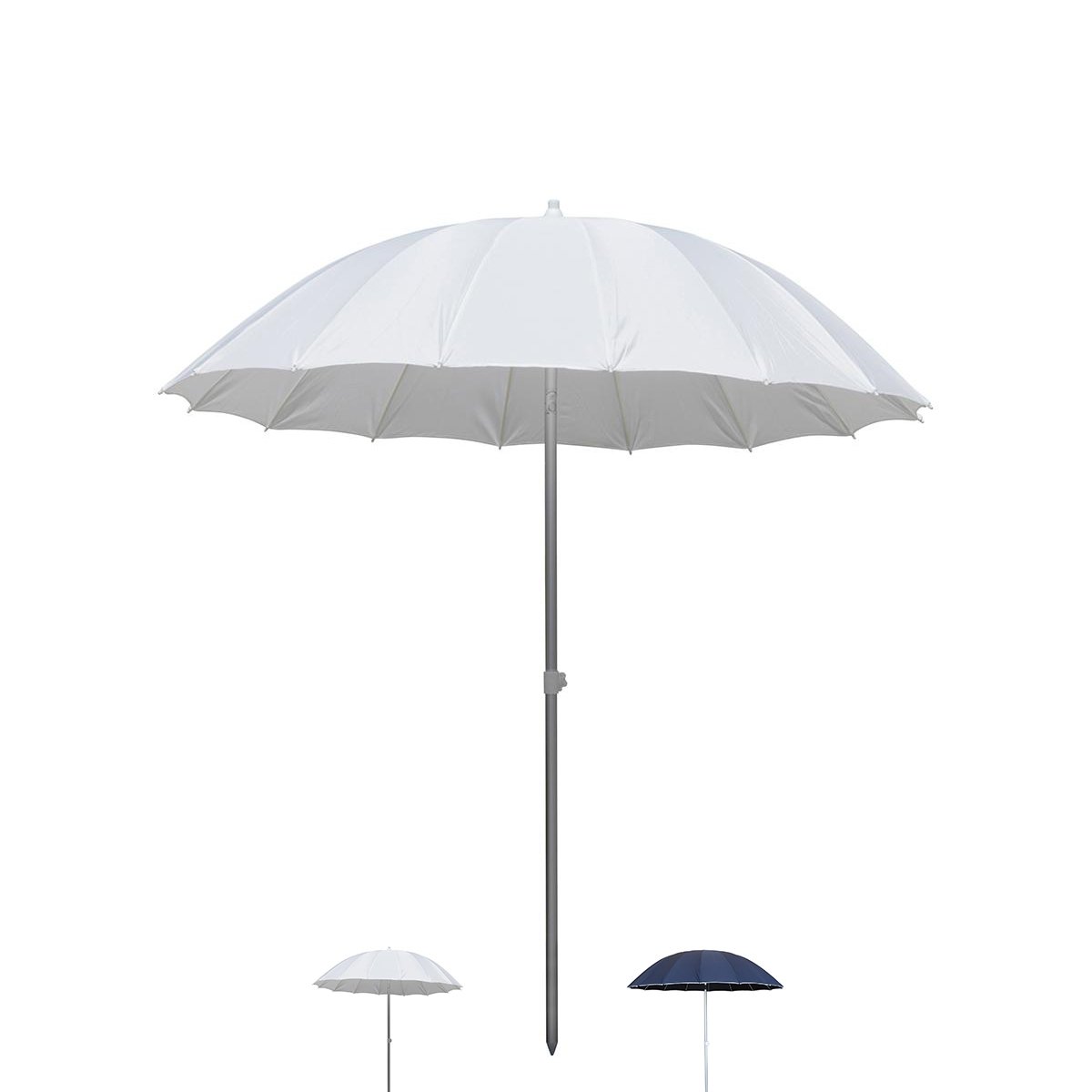 Strandparasoll Ø2,4 m i aluminium med 16 ribbor, lutbar Shangai