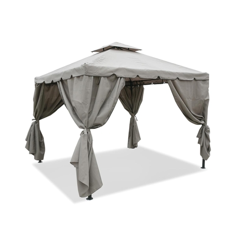 Gazebo idrorepellente 3x3m 4 tende laterali ferro tortora Tangeri Kampanj
