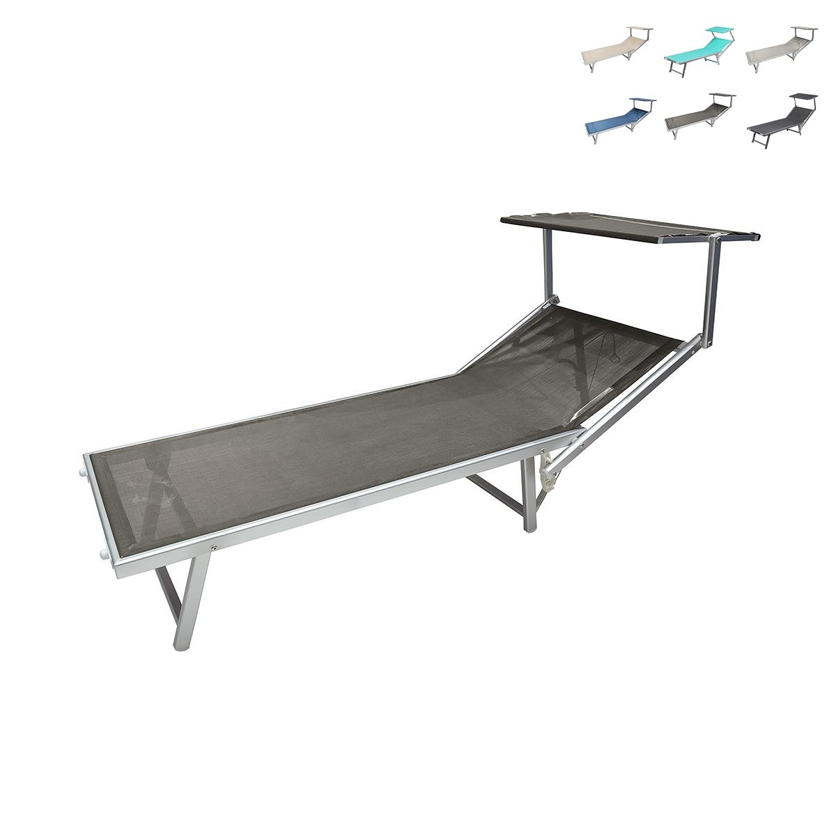 Strand- och trädgårdssäng i aluminium med solskydd Riccione Rabatter Strand- och trädgårdssäng i aluminium med solskydd Riccione Rabatter