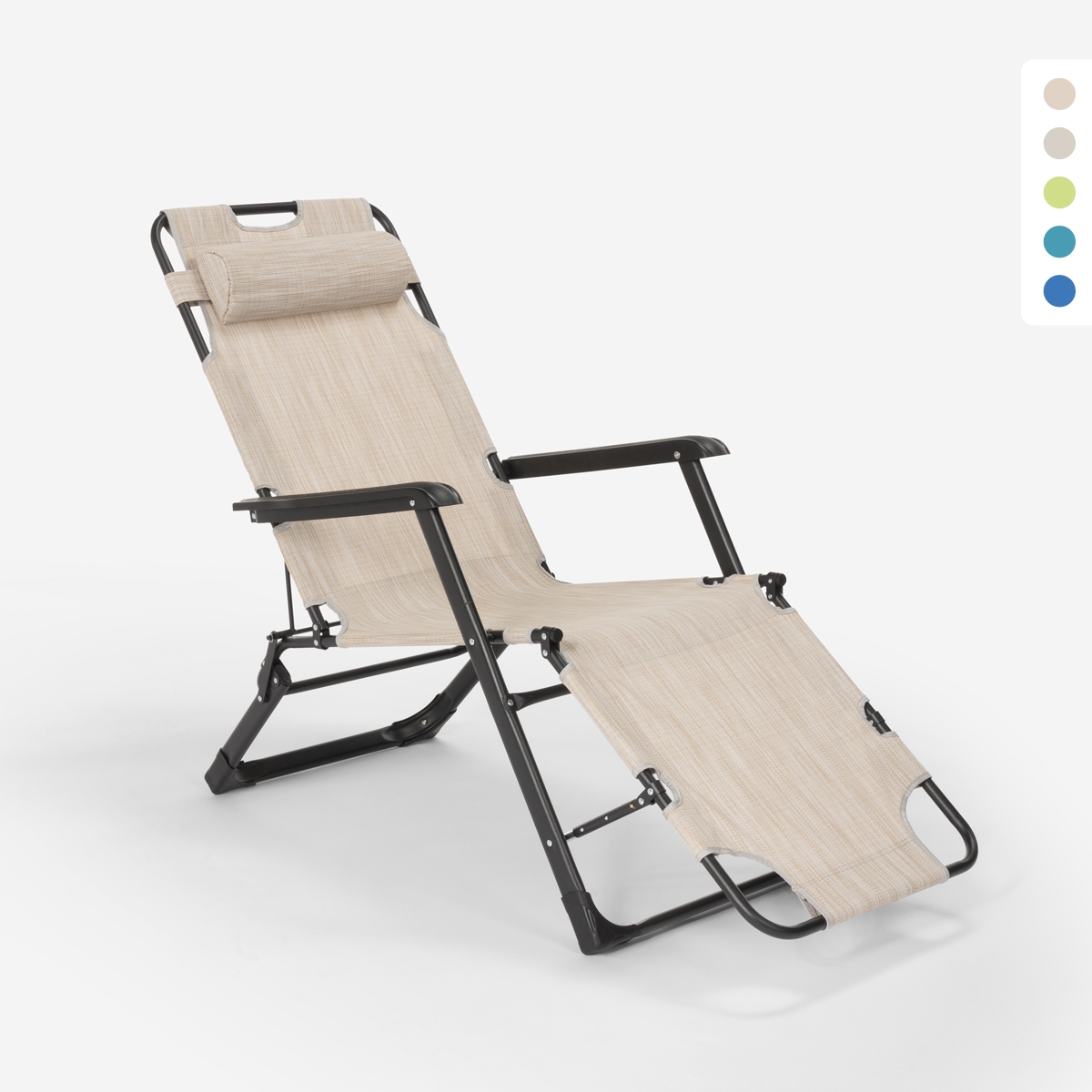 Solstol Däckstol för Strand och Trädgård Fällbar i Flera Lägen EMILY Pump Zero Gravity Inköp