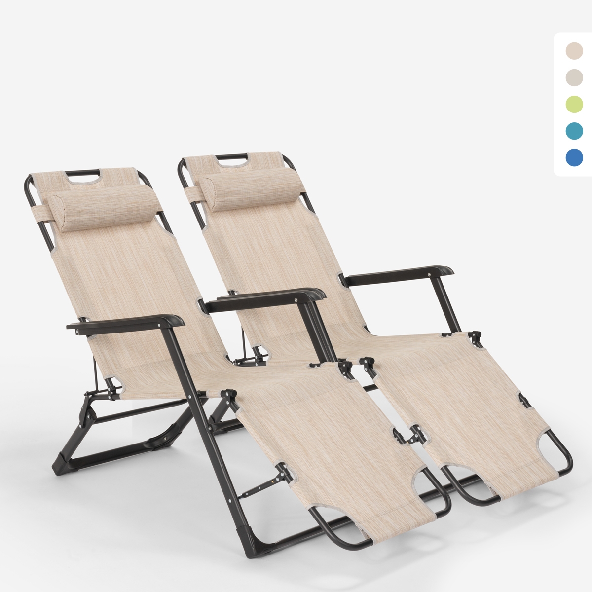 2 fällbara solstolar däckstolar i flera lägen trädgård strand EMILY Zero Gravity Egenskaper 2 fällbara solstolar däckstolar i flera lägen trädgård strand EMILY Zero Gravity Egenskaper