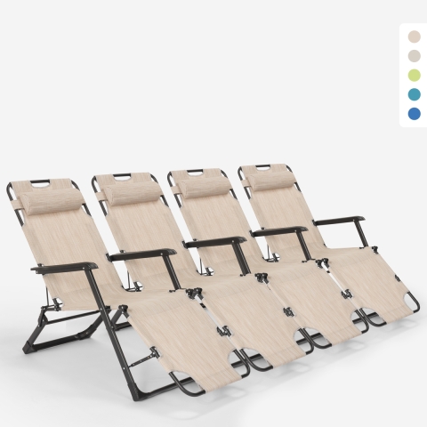 4 fällbara solstolar däckstolar i flera lägen trädgård strand EMILY Zero Gravity Kampanj