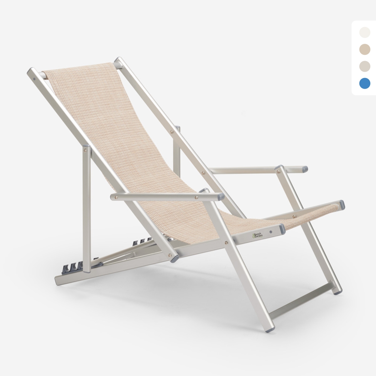 Däckstol solstol hav strand armstöd hopfällbar aluminium Riccione Gold Lux