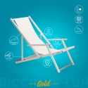 2 däckstolar solstolar hav strand armstöd aluminium hopfällbara Riccione Gold Lux 
