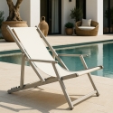 4 däckstolar solstolar hav strand armstöd aluminium hopfällbara Riccione Gold Lux Erbjudande