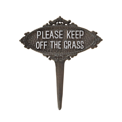 Trädgårdsskylt i gjutjärn "Keep Off The Grass" Kampanj