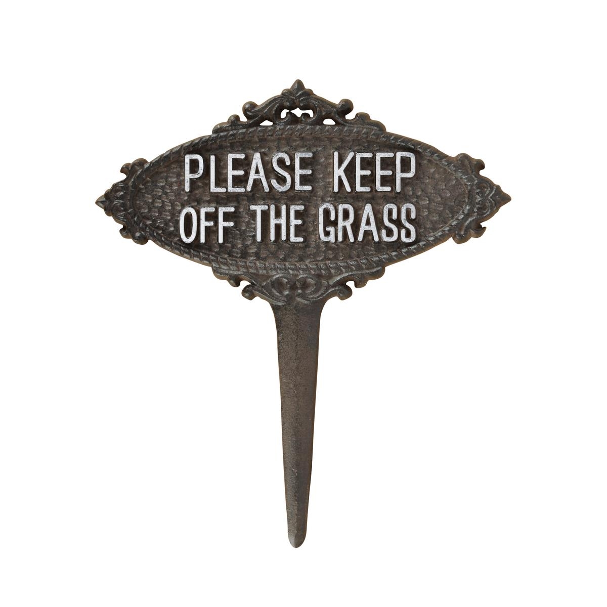 Trädgårdsskylt i gjutjärn "Keep Off The Grass" Kampanj Trädgårdsskylt i gjutjärn "Keep Off The Grass" Kampanj