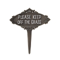 Trädgårdsskylt i gjutjärn "Keep Off The Grass" Kampanj