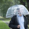 Dekorativt genomskinligt kupolformat paraply med papegoja Försäljning