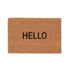 Entrématta i kokosfiber med texten "Hello" Kampanj