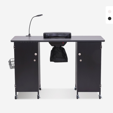 TALOS Manikyrbord på hjul med lampa och sugfläkt Vit/svart Kampanj