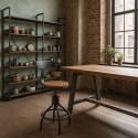JUNT Barstol med ryggstöd, i industriell vintage-design Försäljning