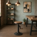 ZUNOR Justerbar barstol industriell vintagedesign med vevhandtag Försäljning
