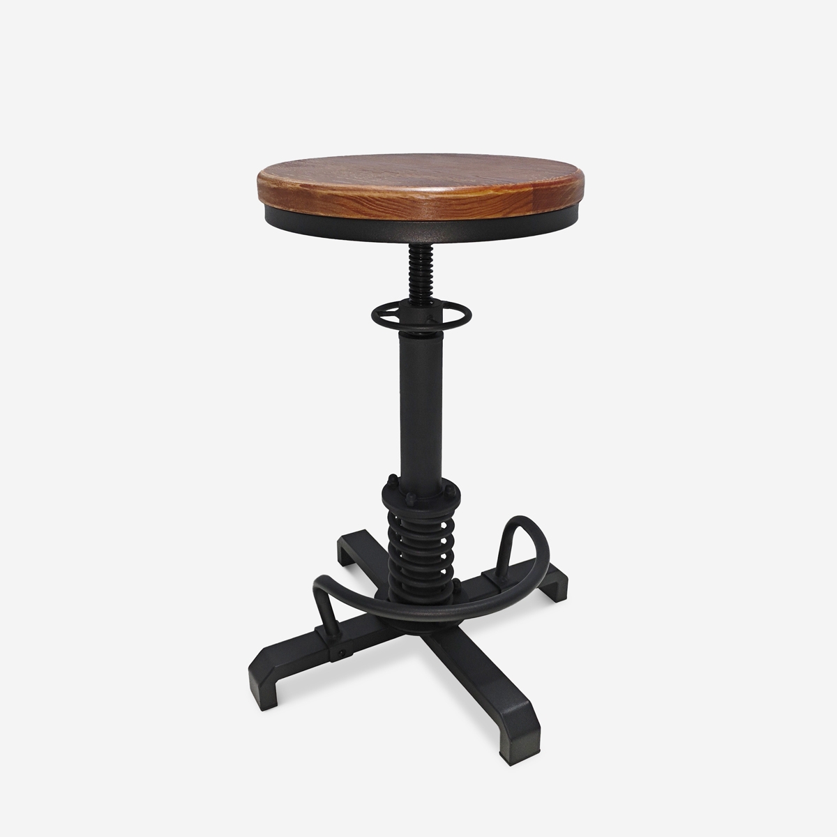 HELIX Justerbar barpall i industriell vintagestil med skruvmekanism