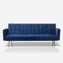 Modern 3-sits bäddsoffa i sammet med guldfärgade ben Caullae Katalog