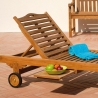 Teak solsäng med hjul och utdragbart bord Carloforte Modell