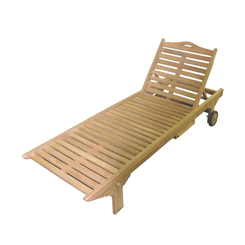 Teak solsäng med hjul och utdragbart bord Carloforte Kampanj