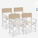 4 solstolar strand hav hopfällbara flyttbara aluminium textilen Regista Gold 