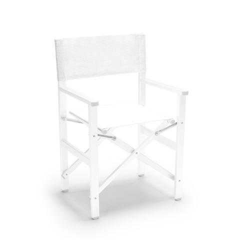Solstol strand hav hopfällbar bärbar aluminium textilen vit Regista Gold White Kampanj