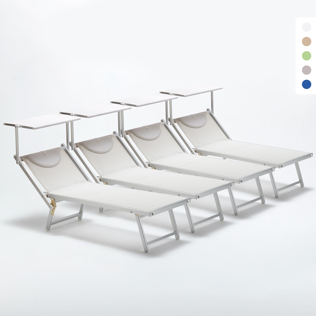 4 Solsängar Strand Hav Professionella Aluminium Italia Val