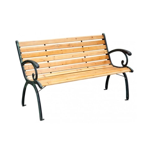 Trädgårdsbänk i trä och gjutjärn 2-sits Real Kampanj
