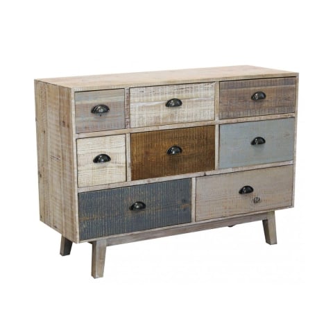 Färgglad trälåda med 8 lådor i shabby chic-stil Donald Kampanj