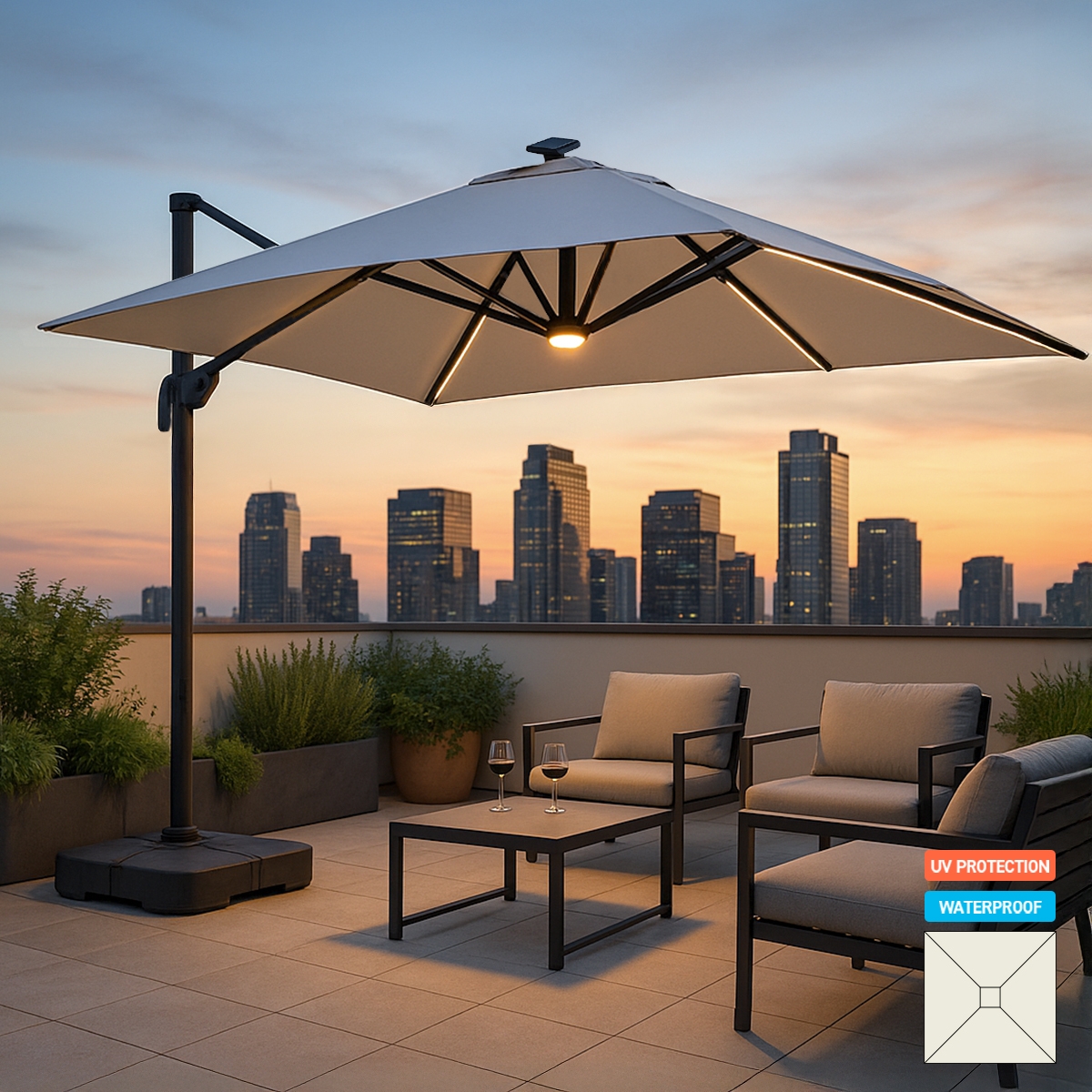 Parasoll Trädgård Med Solljus Led Kvadratiskt 3x3 Sidoarm Aluminium anti uv Paradise Kampanj Parasoll Trädgård Med Solljus Led Kvadratiskt 3x3 Sidoarm Aluminium anti uv Paradise Kampanj