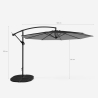 Trädgårdsparasoll 3 meter decentraliserad arm åttkantigt aluminium bar hotell Fan Noir Inköp