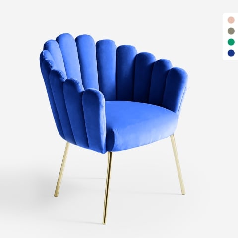 Stol skalfåtölj modern design sammet guldfärgade ben Calicis Kampanj