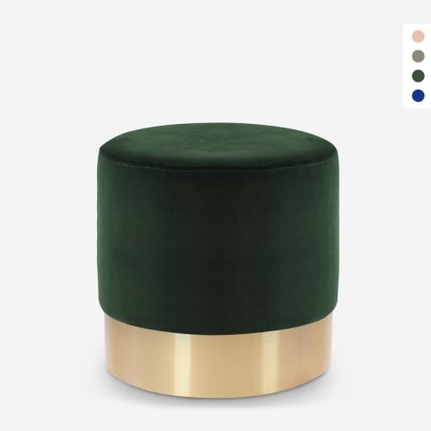 Puff fotpall låg stoppad rund sammet design Rossetto Kampanj
