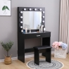 Svart sminkbord med LED -lampor spegel pall Gaia Black Katalog