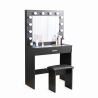 Svart sminkbord med LED -lampor spegel pall Gaia Black Rea