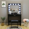 Svart sminkbord med LED -lampor spegel pall Gaia Black Val