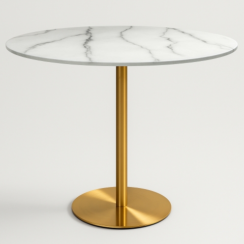 Runt matbord Goblet stil 120cm med marmor- och guldeffekt Monika+ Kampanj