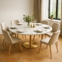 Runt matbord Goblet stil 120cm med marmor- och guldeffekt Monika+ Rea